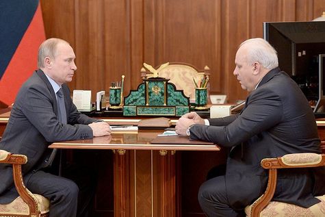 Владимир Путин и Виктор Зимин. Встреча в Крмле в феврале 2015 г. Фото пресс-службы Президента России